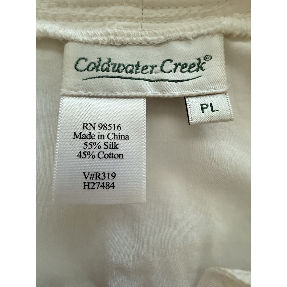 Coldwater Creek Women's PL Silk Blend Ivory Whimsy Ruching Jacket Petite - Picture 15 of 16